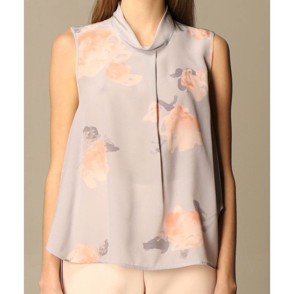Emporio Armani 100% Silk Floral Patterned Sleeveless Blouse Size 12 NWT $495